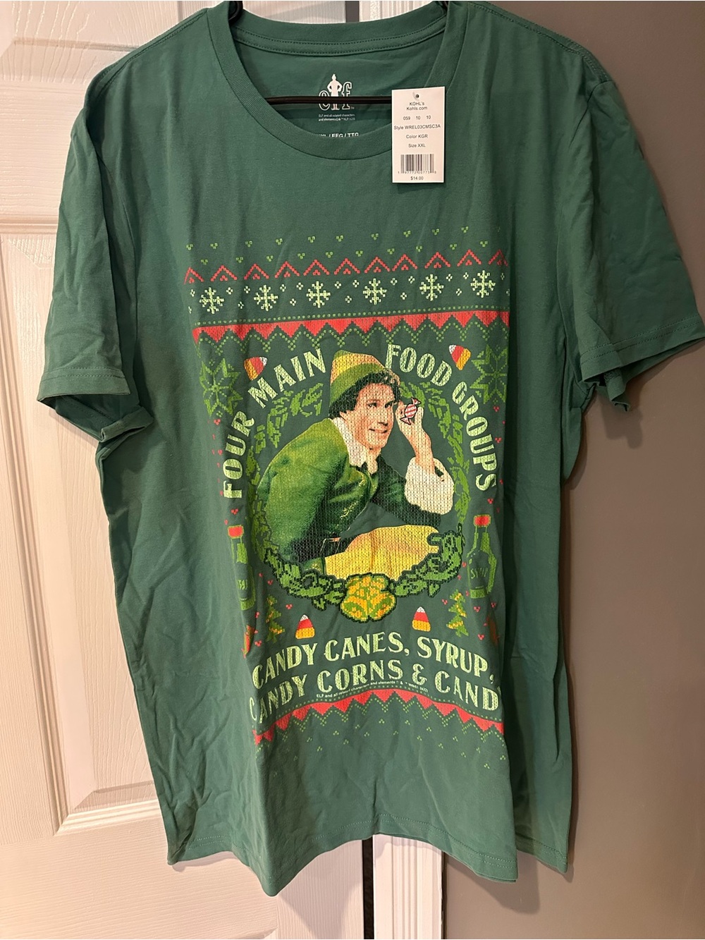 Kohl's Green Graphic Holiday Tee with Festive Print
